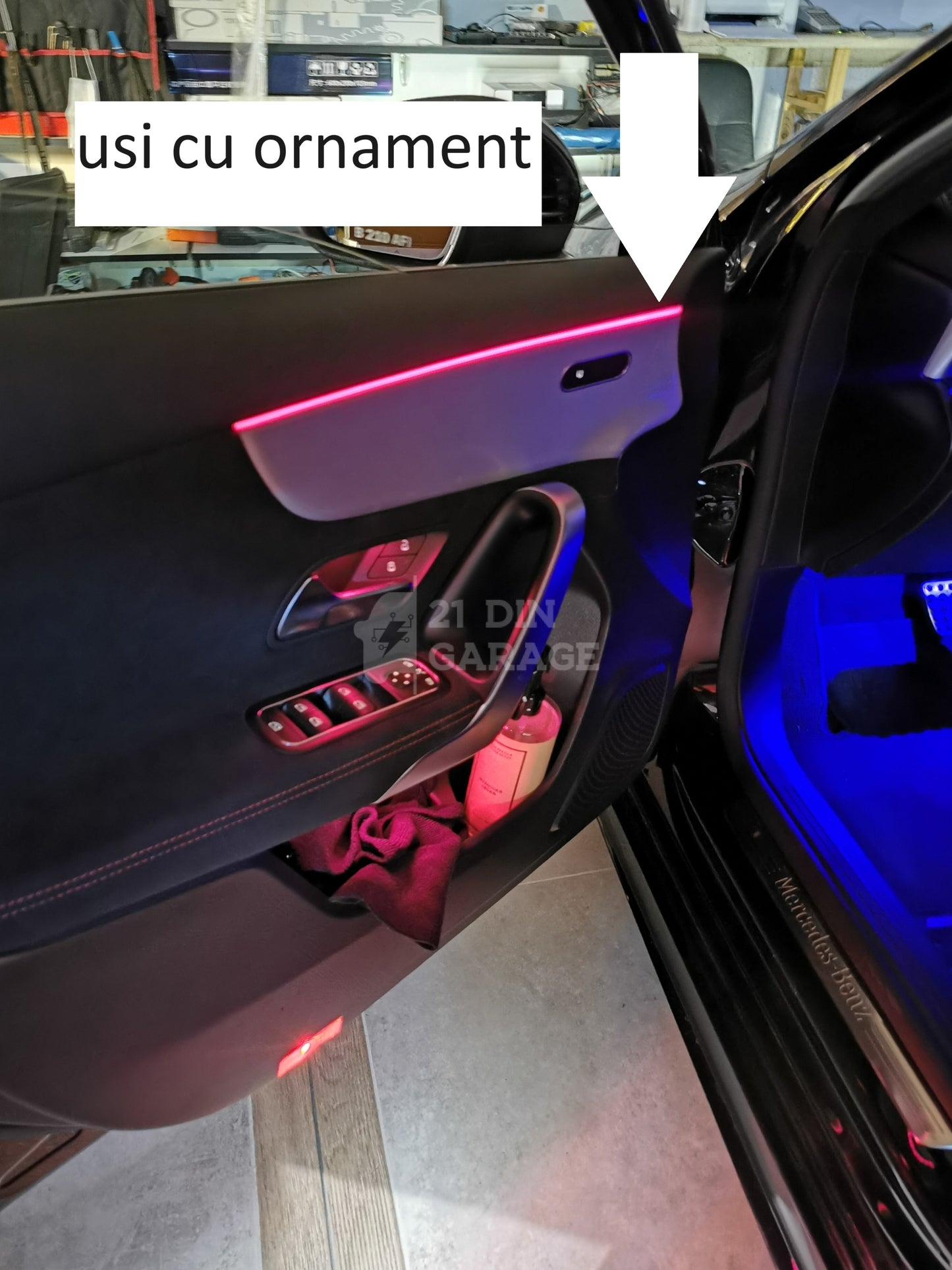 Set lumini ambientale dedicat control din navigatie compatibile cu Mercedes-Benz A-class / CLA W177 W118 ambientale originale benzi led banda led auto iluminat ambiental