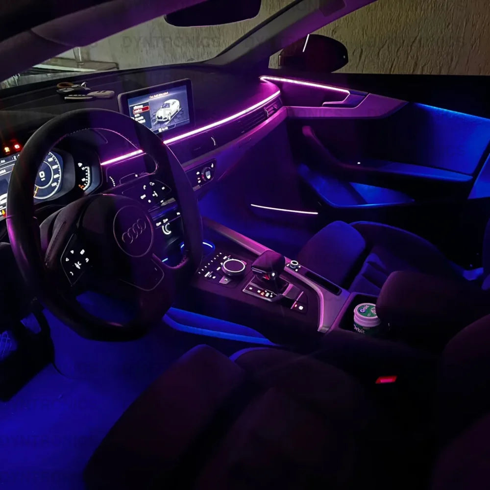 Kit Lumini Ambientale Dedicate Control Din Navigatie Audi A4 B9/ A5 B9 2016-2022 iluminat ambiental benzi led banda led auto ambientale originale