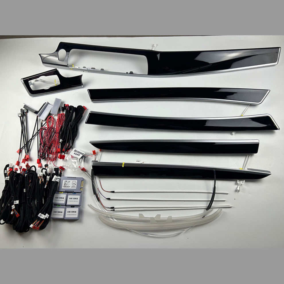 Kit lumini ambientale dedicat cu trimuri control din navigatie BMW F10 F11 (navigatie NBT) benzi led banda led lumini interior auto retrofit 