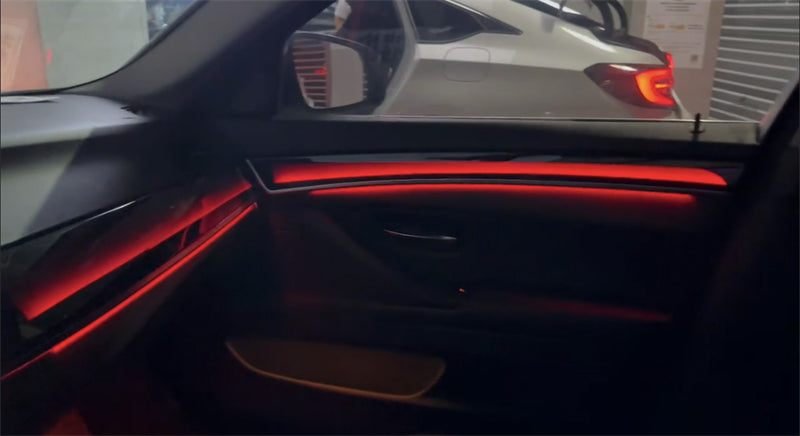 Kit lumini ambientale dedicat cu trimuri control din navigatie BMW F10 F11 (navigatie NBT) benzi led banda led lumini interior auto retrofit 