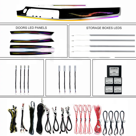 Kit lumini ambientale Galaxy dedicat cu trimuri control din navigatie BMW F10 F11 (navigatie NBT) benzi led banda led lumini interior auto retrofit 