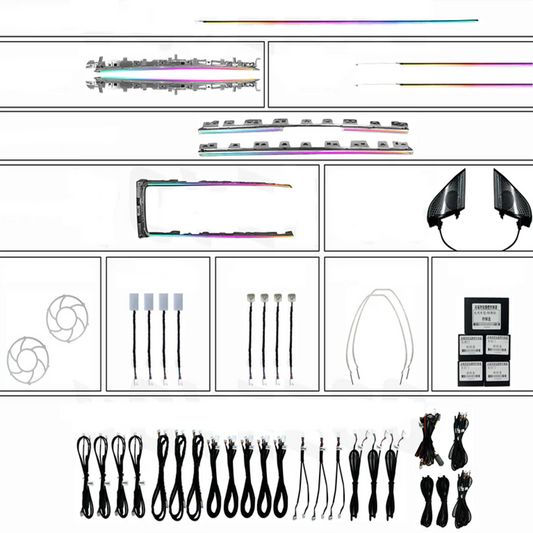 Set lumini ambientale retrofit dedicat cu trimuri usi bord compatibil cu Tesla Model 3 / Model Y ambient light benzi led banda led