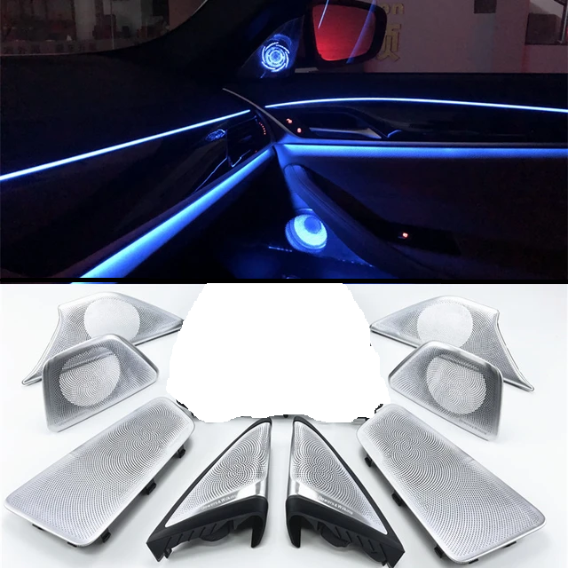 Set tweetere  capace boxe aluminiu compatibile cu BMW seria 5 G30 g31 bowers wilkins bowers&wilkins aluminiu cu lumini ambientale benzi led auto
