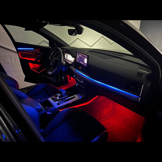 lumini ambientale dedicate control din navigatie audi q5 fy 2017 2018 2019 2020 2021 2022 iluminat benzi led banda led auto 